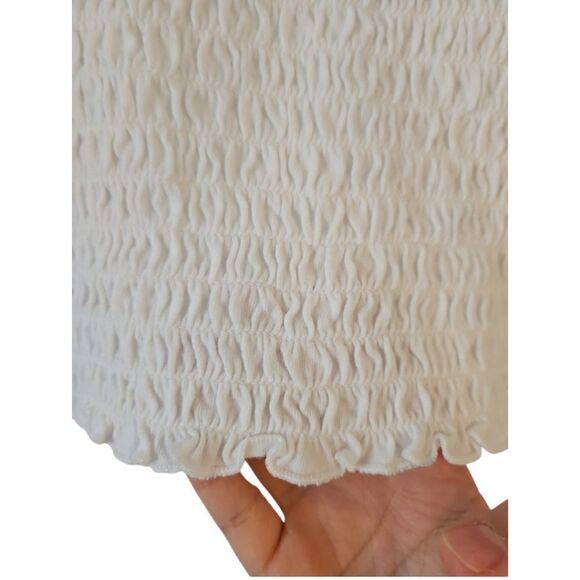 BP Nordstrom Women Eyelet Square Neck Off Shoulder Lantern Sleeve Crop Top White - Picture 5 of 8